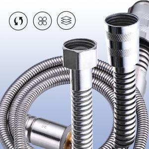 Stainless Steel Hand Held Shower Hose Extra Long Shower Pipe Electroplating Handheld Shower Flex Tube Extension Hose Attachment