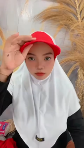 hijab sport topi merah putih spesial hari kemerdekaan 17 agustus