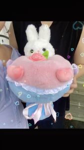Thú nhồi bông bó hoa thỏ mặc váy cưới 2 trong 1 - Size 35cm - Quà tặng bó hoa thỏ mặc váy cưới nhồi bông xinh xắn dễ thương - Gối ôm mềm mịn cho bé