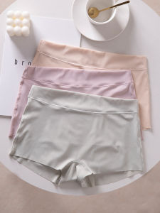 Boxer Briefs Womens Ice Silk Seamless Womens Boxer Shorts Mid Waist Fashion Tape Safety Shorts Pure Cotton Antibacterial Crotch Summer Thin