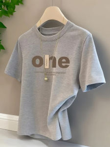 V.C.I | Grey Cotton Short Sleeve T-Shirt Letter Print