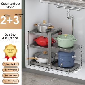 Adjustable Floor-standing Kitchen Storage Rack