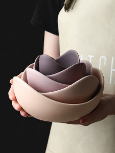 LIVETAI Creative Ceramic Bowl Plate Set Zen Decorative Storage Display Simple Modern Lotus Design Nordic Fruit Tray