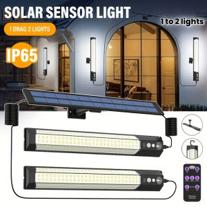 Solar Wall Light Motion Sensor Hanging Lights USB Charging Indoor Outdoor for Garage Garden Emergency Lighting with Remote