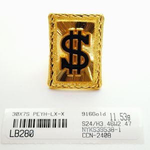 Cincin Biscuit Dollar Kosong Saiz 18.5 24  Emas 916 Yon Hing