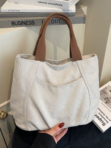 Folded Canvas Bag Womens Handbag Commuter Bag Fashionable All-Match Lunchbox Bag Casual Simple Style Handbag for Young Women