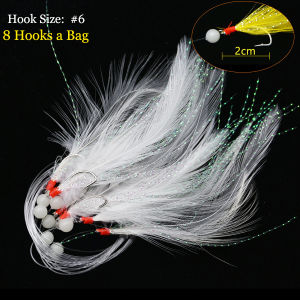 Mr.Lurion 5 Bags Sea Bass Sardine and Mackerel Lure Bait Fishing String Hooks with Feature Hook Luminous Beads for Fish Hooks