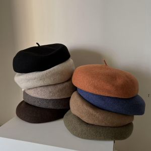 Autumn Winter Wool Beret Hat Women Thick Large Version Face Slimming Cap Warm Casual Style round Top Streetwear Suitable for All Ages