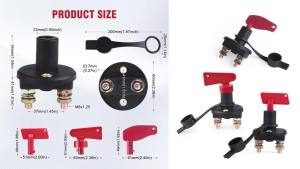 300A Vehicle Car Modify Isolator Disconnector Switch For Truck Boat Car 12V 24V Cut Off Battery Main Kill Switch With 2 Red Keys