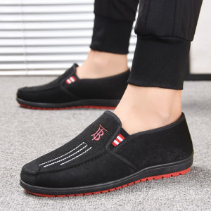 Giày Vải Dày Lót Lông Cừu Mùa Đông Cho Nam Giày Vải Cotton Đế Bằng Thường Ngày Ấm Áp Cho Người Trung Niên Và Người Cao Tuổi