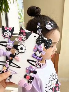 14Pcs Set Lovely Sweet Kuromi Cartoon BB Clips Girls Cute Side Bangs Hairpins Non-slip Hair Clips