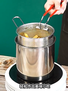High-Quality Stainless Steel Deep Fryer Pot with Strainer - Versatile Kitchen Appliance