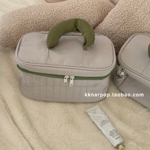 Large Capacity Portable Travel Makeup Bag Tealatte Handheld Storage Organizer Simple Design High Aesthetic Value Square Shape