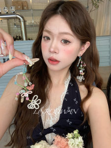 Handmade Beaded Flower Cluster Earrings Exaggerated Holiday Style Small Size Face Slimming Spring Summer Colorful Jewelry