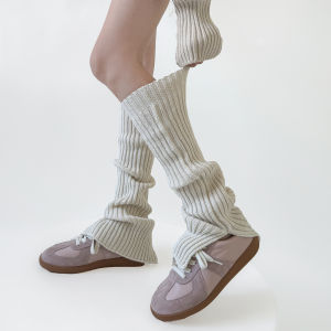 Thickened Knitted Jk Socks Womens Autumn Winter Milk White Warm Leggings Mid-Calf Snow Boot Socks Pure Color Beauty Legs Shaping