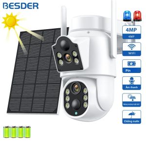 Camera Năng Lượng Mặt Trời Wifi BESDER 4MP PTZ Với Màn Hình Kép Tầm Nhìn Ban Đêm Camera IP 2MP Pin Sạc 7800mAh Dùng Ngoài Trời Tương Thích Với Ứng Dụng iCSee