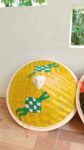 Topi caping sawah petani lukis motif ketupat - caping topi petani anti panas