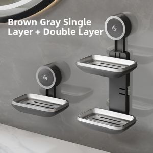 Hayan | Double-slot Luxury Water-draining Suction Wall-mounted Soap Box