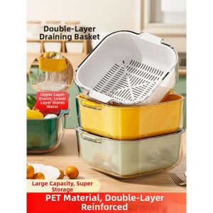 Multi-function Double-layer Vegetable Washing Basket