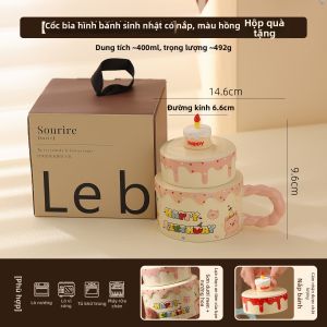 Cốc Sứ Nắp Đậy Kiểu Bánh Sinh Nhật
