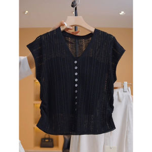 YINGKETUO | Fashion Versatile V-neck Short Sleeve Knit T-Shirt