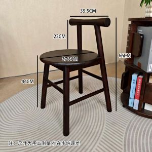 Solid Wood Chair Dining Chair Leisure Back Chair Study Chair Retro Home Use Eating Chair Modern Hotel Simple American Country Style