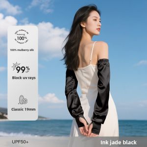 Golovejoy | Golovejoy Summer Loose Silk Sun Protection Sleeve Covers Womens UV Protection Ice Sleeve Arm Covers Couples Pure Color