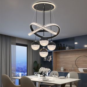Modern Minimalist Style Dining-Room Lamp Led Dining Room Chandelier Bedroom Chandelier 4 Heads Golden Stylish Creative Rotational Stairs