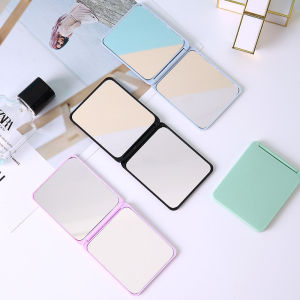 Portable Double-Sided Square Makeup Mirror Travel Companion Small Mirror Standable Student Dormitory Desktop Makeup Mirror