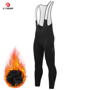 X-TIGER Winter Cycling Long Bibs Man Fleece Warm 5D Gel-Padding Bicycle Tights Thermal Mountain Road Bike Pants