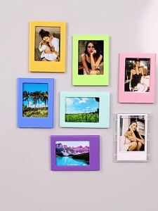 【SG】3 Inch Macaron Color Magnetic Photo Frame Fridge Magnet & Desktop Stand DIY Home Decor