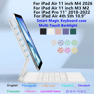 Magic Keyboard for iPad Air 11 inch M4 2026 M3 M2 Pro 11 Smart Magnetic Case Multi-Touch Backlight Keyboard Cover Case Folio