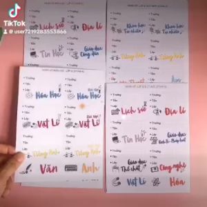 Nhãn Vở Môn Học Cấp 1 Cấp 2 Cấp 3 Chương Trình Mới Nhãn Dán Gồm 24 Nhãn Vở Tặng Kèm 8 Nhãn Gáy/Note Mini Tươi Sáng.