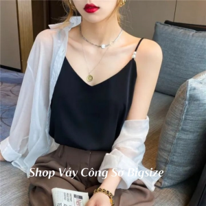 Áo lụa hai dây nữ ngọc trai mặc trong vest blazer Áo 2 dây lụa latin cao cấp thoáng mát - AO006A