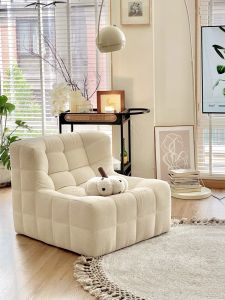 Modern Minimalist Single Person Sofa Lazy Chair for Balcony Bedroom Can Lie And Sleep Tatami Seat Couch Velvet Cover Universal