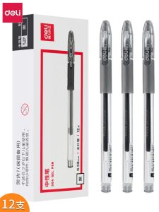 Deli Financial Neutral Pen 0.38mm Needle Type Office Black Signature Pen Student Use Water Pen Business Supplies Stationery