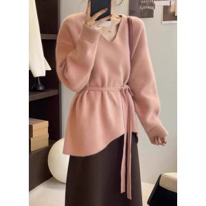 Autumn Elegant Unique Style Asymmetrical Lazy Knitwear