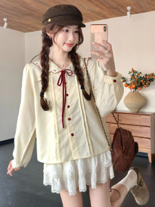 Áo Sơ Mi Dài Tay Thêu Cổ Búp Bê Ngọt Ngào Cho Nữ Mùa Thu Rộng Rãi Thời Trang Cổ Điển Mới Thời Trang Công Sở