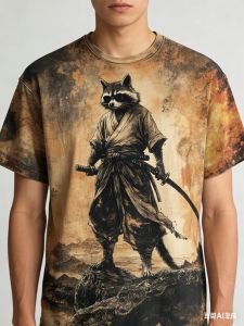 Hot Toys | 2026 Cool Warrior Cat Fashion New Passion Boys and Girls Summer T-shirt Family Outdoor Loose Leisure T-shirt Large