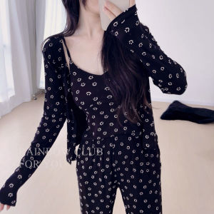 เซ็กซี่น่ารักหน้ายิ้มลายแขนยาวชุดนอนชุดผู้หญิงเสื้อผ้าบ้านสบายเหมาะสําหรับ All Seasons