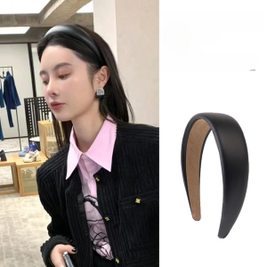 White PU Leather Hairband Fashionable High Hairline Headband Wide Edge Hairpin Hair Ties Stylish Hair Accessories MIA MAY