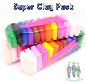 Clay Super Mainan Edukasi Anak Plastisin Lilin Mainan Clay Polymailer Isi 12 Pcs Free Pisau Mainan 3 PC