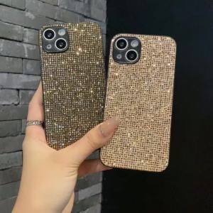 Shiny Grid Pattern Fashion TPU Case For Samsung Galaxy A14 A15 A16 A35 A36 S25 S24 S23 S22 Plus FE Ultra Glitter Bracket Shell