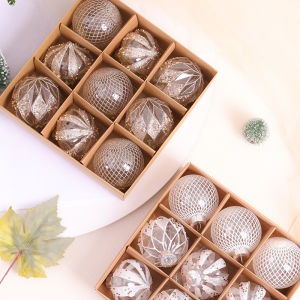 Đồ Trang Trí Giáng Sinh Mạ Điện Dạ Hội 8cm Màu Champagne Đồ Trang Trí Cây Giáng Sinh Vàng Đỏ Xuyên Thấu Dạ Hội S Bộ 6