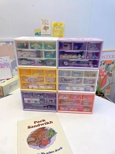 Creative Sanrio Multi Layer Nine Palace Grid Storage Box Cartoon Kuromi Table Drawer Cute Cinnamoroll My Melody Jewelry Shelf