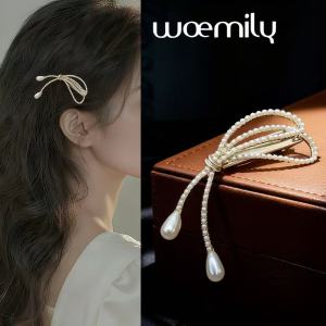 Elegant Pearl Butterfly Knot Hair Clip Womens Duckbill Side Clip Luxury Feelment Hair Card Headwear Simple Fashion Hair Clip