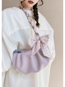 TOUTOU | Gift Wrinkled Cloud Tote Bag with Scarf Chain for Commute Crossbody Shoulder Women