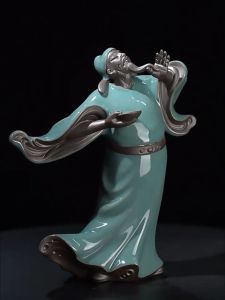 Tượng Lý Bạch tự tại chất liệu Gốm Tử Sa men rạng cao cấp cao 20cm nhập khẩu làng Gốm Phật Sơn