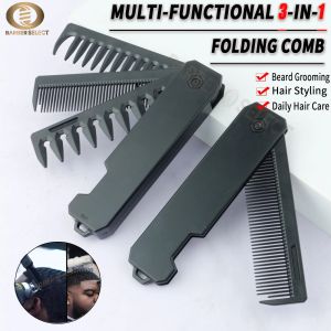 Newest 1/2/3 in 1 Portable Folding Comb Barber Clipper Comb Wide Tooth Oil Head Hair Comb Mini Beard Combing Salon Styling Tool