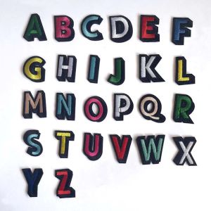 A-ZColorful Alphabet English Letter Fabric Applique Embroidered Iron On Patches26 Letter Badges Clothes Stickers For Clothing